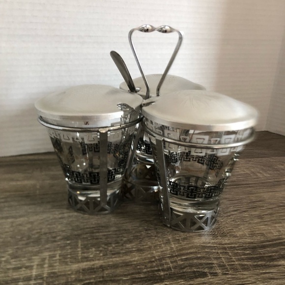 Vtg Dominion Glass Atomic Serving Set - Picture 1 of 13